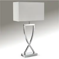 TecTake Avina Tafellamp - 27 x 12 x 51,5 cm - Wit Zilver - Modern Design met Stoffen Kap
