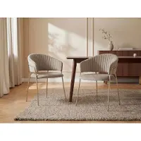 Vente-unique Set van 6 stoelen van velours en goudkleurig metaal - Beige - MADOLIA - van Pascal Morabito