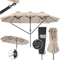 TecTake - Dubbele parasol Silia - Terrasparasol - XXL-parasol - Incl. beschermhoes - beige - 404253