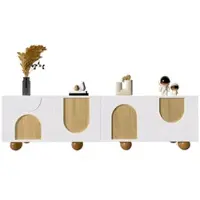 STILVORA TV-Meubel - Tv-Kast Met 4 Deuren En Opbergruimte - Minimalistisch Voor Woonkamer En Slaapkamer - MDF - 175x38x50 cm - Wit+Notenbruin