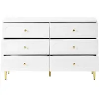 STILVORA Dressoir - 6 Laden Met Ovale Fronten - Opbergkast Voor Woonkamer En Slaapkamer - MDF En Spaanplaat - 120x40x75 Cm - Wit