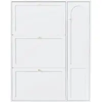 OKWISH Schoenenkast – Smal Design – 3 Kleppen En 1 Deur – Verstelbare Vakken – MDF En Spaanplaat – 90x25x114 cm – Wit