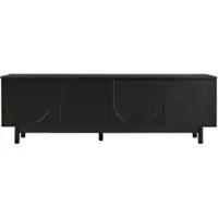 OKWISH TV-Meubel - Moderne Serie - 4 Deuren - Zonder Handgrepen Push-To-Open - Minimalistische Stijl Met Opbergruimte - MDF;Spaanplaat Zwart - 175x38x56 cm