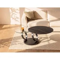 Vente-unique Moduleerbare design-salontafel van gehard glas en keramiek JOLINE