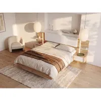 Vente-unique Bed met opbergruimte fluweel natuurlijk licht, wit 160 x 200 cm