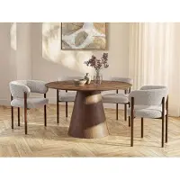 Vente-unique Ronde eettafel 4 plaatsen van mdf - Donker naturel - ANTALIZA