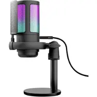 Trust GXT 238 Auron Verlichte USB Gaming Microfoon – Streaming microfoon - Met RGB verlichting, Tap‑to‑Mute & Headsetuitgang - Geschikt voor PC, Laptop en PS5 gaming console - Zwart