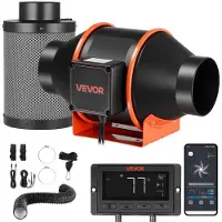 Vevor 101,6 mm inline kanaalventilator met koolstoffilter