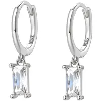 Hey Happiness Oorbellen 'Baguette' zilver