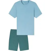 Schiesser Pyjama kort 'Casual Essentials' lichtblauw / petrol