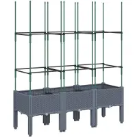 vidaXL Plantenbak met latwerk 120x40x142,5 cm polypropeen blauwgrijs
