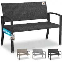 Casaria Polyrotan Tuinbank Zwart 122x58x87cm