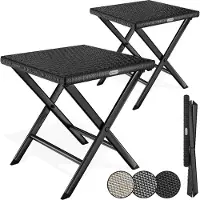 Casaria Polyrotan Kruk Rome 3in1 2 Stuks Zwart
