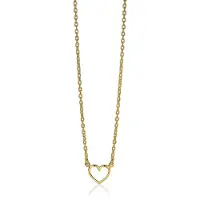 Zinzi zilveren ketting geel verguld open hartje 40-43cm ZIC1420G