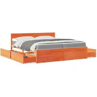 vidaXL Bed met lades en matras massief grenenhout wasbruin 200x200 cm