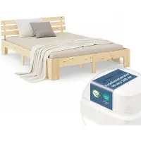 Homestyle4u Tweepersoonsbed - 180x200 cm - met Binnenveringmatras - Natuur