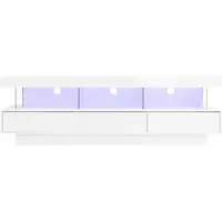 OKWISH TV meubel - Hangend TV Meubel met LED-verlichting en druk-open deuren - Voor televisie en moderne inrichting - 160x38x50,5 cm - Hout - Wit