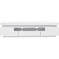 STILVORA Televisiemeubel - Hoogglans Met Led Verlichting En Veel Opbergruimte - Voor Woonkamer - Spaanplaat Wit - 175x38x45 Cm