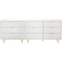 MODFU - Ladenkast Met 9 Laden - Modulair - Minimalistisch - MDF - Wit En Goud - 200 X 40 X 72 Cm