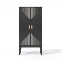 STILVORA Opbergkast - Met 2 Deuren En 5 Vakken - Vrijstaand Voor Keuken En Hal - MDF - Zwart - 120x59x30 Cm