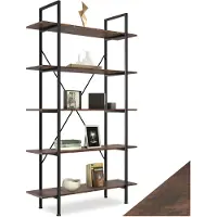 TecTake - Wandkast Glasgow - Boekenkast - Stelling - 5 planken - Industrieel donkerbruin - 106 x 34,5 x 179,5 cm