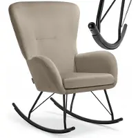 TecTake Swing Schommelstoel - Fluwelen Fauteuil met Stalen Glijders en Extra Dik Zitkussen - Scandinavisch Design - Onderhoudsvriendelijke en Ergonomische Relaxstoel - Taupe / Zwart