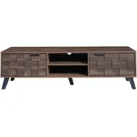 OKWISH TV-Meubel - Moderne Serie - 2 Deuren 2 Open Vakken - Dempingscharnieren - Spaanplaat Houtkleur - 160,5×35,5×45 cm - 15 cm Pootvrijheid