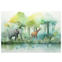 WALLARENA - Fotobehang - 400x280 cm - Fototapete voor kinderen met jungle dieren en safari thema