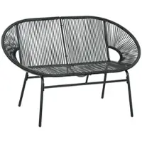 MODFU - 2-Zits Tuinbank - Hoge Rugleuning En Gebogen Armleuningen - Voor Balkon Of Veranda - PE-Rattan - Zwart