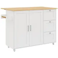 STILVORA Keukentrolley - Inklapbaar Werkblad Met Opbergruimte En Lades - Voor Keuken En Eetkamer - MDF - Wit;Naturel - 135x70x90 Cm
