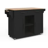 STILVORA Keukeneiland - Verrijdbare Keukenwagen Met Uitschuifbaar Werkblad - Opbergen Met 2 Lades En Verstelbare Planken - MDF - Zwart - 145x70x94,5 Cm