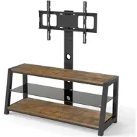 OKWISH Tv Meubel Met Draaibare En Hoogteverstelbare Tv Standaard - Voor 32 Tot 65 Inch - Bruin - MDF En Metaal - 116x42x125 Cm