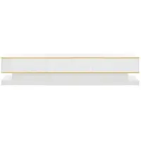 MODFU - Tv-Meubel - 3 Lades En Open Vakken - Modern - Voor Woonkamer - Spaanplaat - Warmwit Met Gouden Rand - 200 X 40 X 40 Cm
