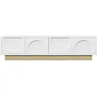 STILVORA Tv-Meubel - Greeploos Met 4 Deuren En Kabelbeheer - Voor Woonkamer En Mediahoek - MDF - 175x40x41,5 Cm - Wit;Houtkleur