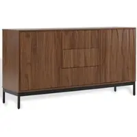 OKWISH Dressoir - Verstelbare Planken En 3 Laden - Voor Woonkamer Keuken Of Hal - MDF Donkerbruin Natuurlook - 150×40×80 cm