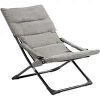 OKWISH Ligstoel 66 x 94 x 79 cm - Inklapbaar Met Afneembaar Kussen En Handgreep - Voor Tuin Terras Balkon Of Park - Staal - Grijs
