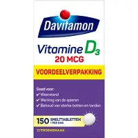Davitamon Vitamine D3 20mcg Hoog Gedoseerd Voordeelverpakking 150 smelttabletten