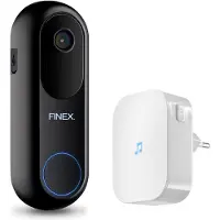 Finex Video Deurbel V2 - 2K Ultra HD - Inclusief Binnenbel - Geen abonnement - Vast stroom of Batterijen - WiFi - T-ring geluid - Slimme Draadloze Video Deurbel Met Camera