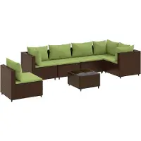 vidaXL 7-delige Loungeset met kussens poly rattan bruin