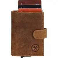 Hide & Stitches Idaho Safety Wallet Unisex - Pasjeshouder voor 5 t/m 8 pasjes - Portemonnee van 100% Leder - Bruin