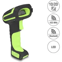 HQ Products Industrial Barcode Scanner 1D and 2D for 433 MHz or Bluetooth with inductive charging station and long distance reading up to max. 6.5 m