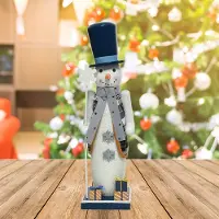 Lumineo Houten sneeuwpop met sneeuwvlok en cadeautjes - 38CM