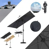 PURPLE LEAF vierkante parasol — parasol voor op het balkon of terras met centrale parasolstok — naar voren en naar achteren kantelbaar — grijs — UV50+