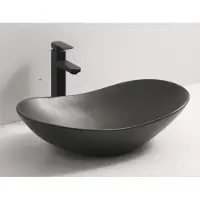 Linea Uno - Krota 62 - Mat zwart - Waskom - - Keramiek - Ovaal - 251060