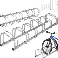 TecTake Fietsenrek voor 6 fietsen - Fietsenstandaard - Stabiele Fietsenstalling van Staal - Bevestiging aan Vloer en Muur Mogelijk - Aan Beide Kanten Bereikbaar - Fietshouder Bandbreedte 35-60mm