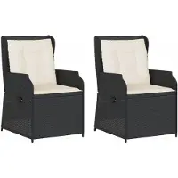 vidaXL Tuinstoelen 2 st verstelbaar met kussens poly rattan zwart