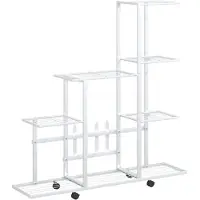 vidaXL Bloemenstandaard met wielen 94,5x25x92,5 cm metaal wit