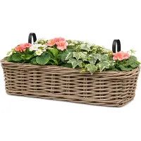 WDMT Rotan balkon plantenbak 60 x 18 x 16 cm bruin