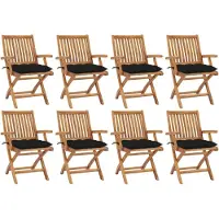 vidaXL Tuinstoelen 8 st inklapbaar met kussens massief teakhout
