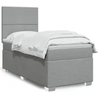 vidaXL Boxspring met matras stof lichtgrijs 80x200 cm